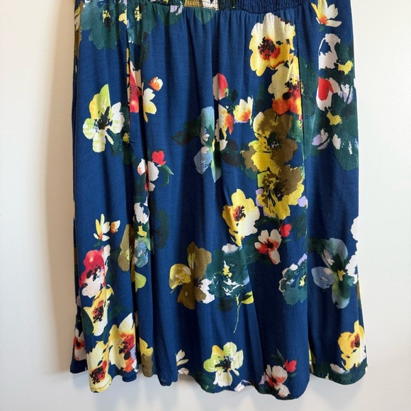 Anthropologie MAEVE Evaline Blue Floral Short Cap Sleeve Dress Smocked S Small - Picture 6 of 10